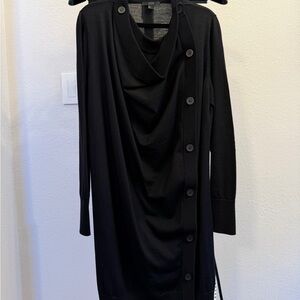 COS Black Asymmetrical Draped Long Sleeve Dress/Cardigan